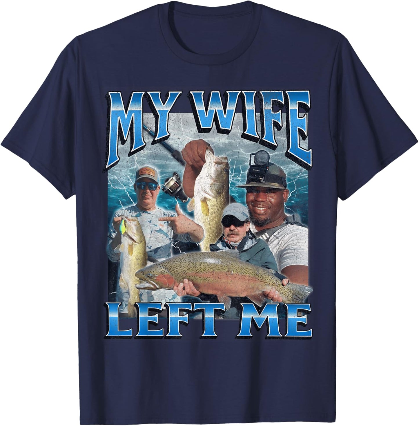 MildlyPerturbed -Adults & Kids Fishing Graphic - Black, Small T-Shirt - T-Shirt | Navy