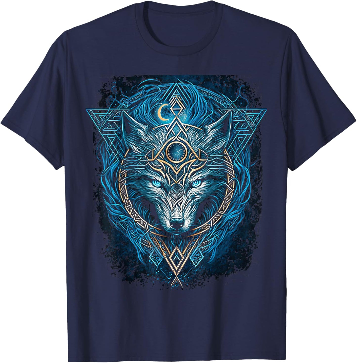 Odins Wolf Viking Norse Runes Nordmann Mythology T-Shirt - T-Shirt | Navy