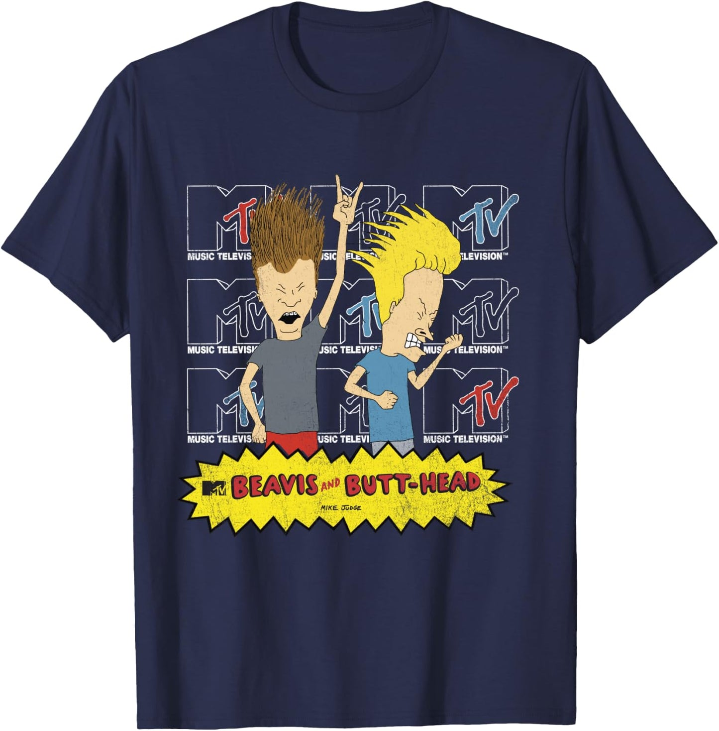 MTV Logo Stacked Beavis and Butt-Head T-Shirt - T-Shirt | Navy