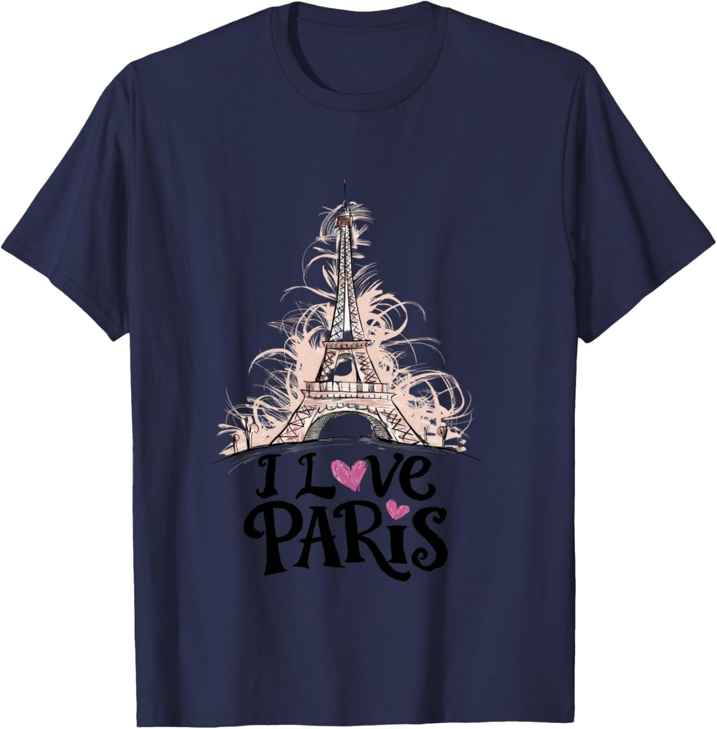 Eiffel Tower Paris Holiday France Souvenir Women Girls , grey, S T-Shirt - T-Shirt | Navy