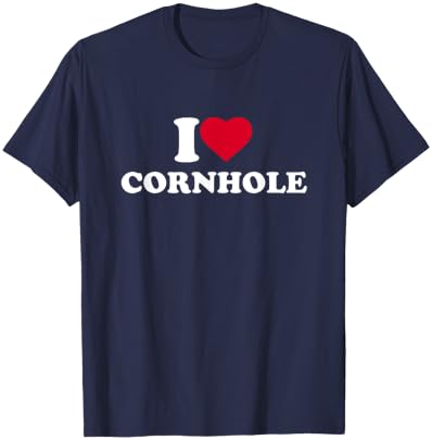 I Love Heart Cornhole Lover Player Corn Hole T-Shirt - T-Shirt | Navy