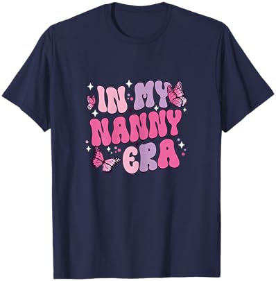 In My Nanny Era Funny Butterfly Groovy Retro Mothers Day T-Shirt - T-Shirt | Navy