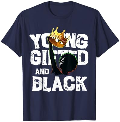 Young Gifted And Black History Month Kids Crown Young King T-Shirt - T-Shirt | Navy