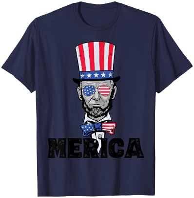 4th of July Abe Lincoln Merica BZR Funny Kids T-Shirt - T-Shirt | Navy