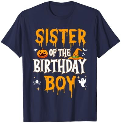 Sister of the Birthday Boy Halloween 1st Birthday Boy T-Shirt - T-Shirt | Navy