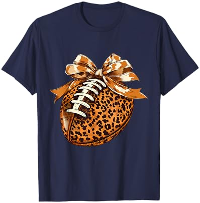 Cute Football Coquette Bow Cute Football Mom T-Shirt - T-Shirt | Navy
