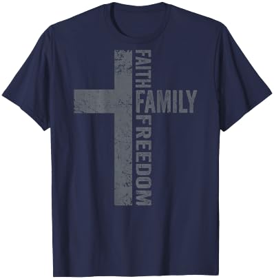 Faith Family & Freedom - Patriotic Christian Cross - ON BACK T-Shirt - T-Shirt | Navy