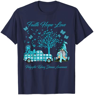 Faith Hope Love Polycystic Kidney Disease Awareness Gifts T-Shirt - T-Shirt | Navy