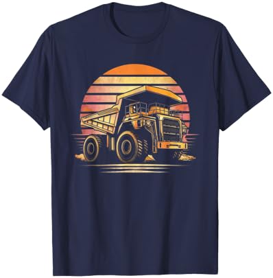 Retro Mining Truck - Mining Truck Driver Mechanic Engineer T-Shirt - T-Shirt | Navy