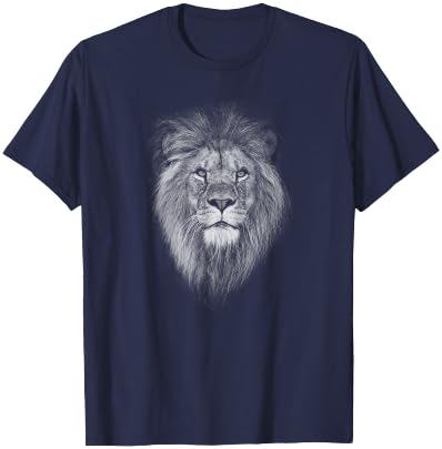 Lion Face Cool Zoo Animal Head Wildlife Africa T-Shirt - T-Shirt | Navy