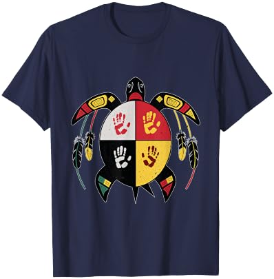 Medicine Wheel Indigenous Native American turtle MMIW T-Shirt - T-Shirt | Navy