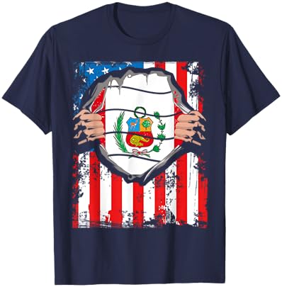 Peruvian American Grown Patriot Peru Flag from USA T-Shirt - T-Shirt | Navy