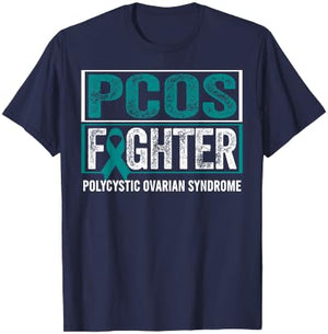 PCOS Awareness Shirt Polycystic Ovarian Syndrome Fighter T-Shirt - T-Shirt | Navy
