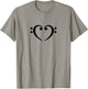 Bass, Clef, Heart, I LOVE, Music, Bassist, Musician, Band T-Shirt - T-Shirt | Sand