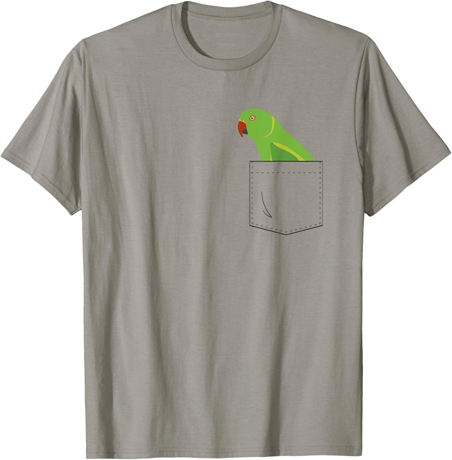 Indian Ringneck Parakeet Parrot Fake Pocket T-Shirt - T-Shirt | Sand