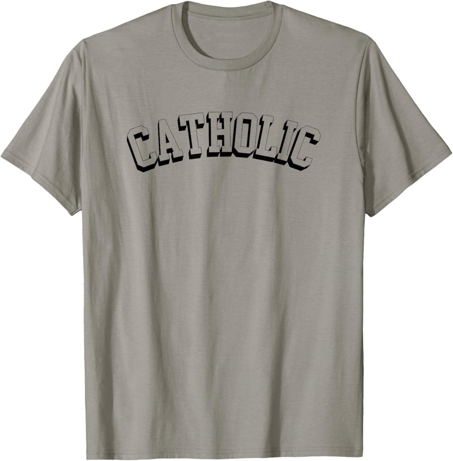 Catholic Christian Collegiate Font Graphic Christian T-Shirt - T-Shirt | Sand