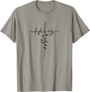 Easter | He is Risen Cross | Christian Apparel T-Shirt - T-Shirt | Sand