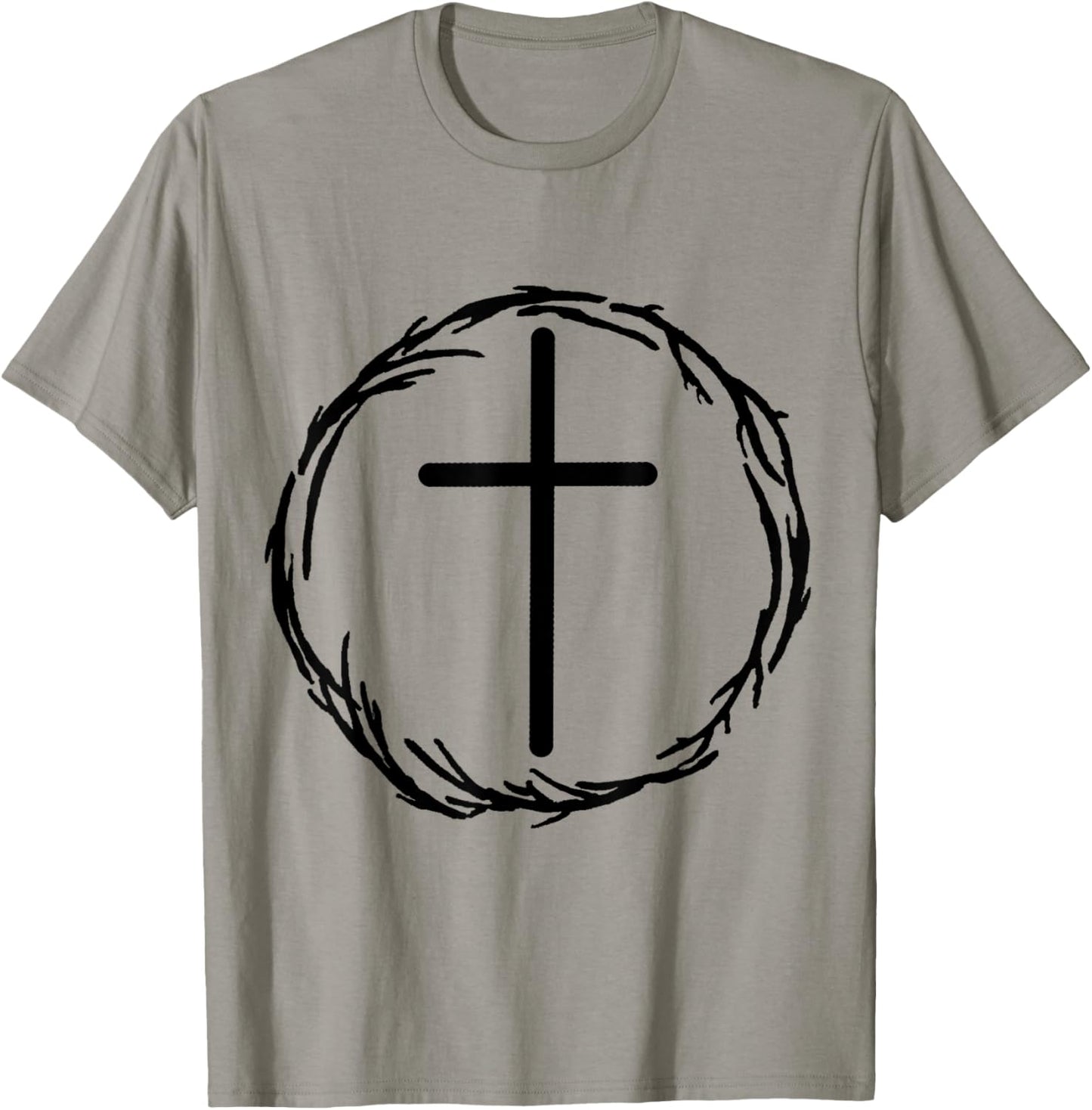 Cross and Crown of Thorns Christian Faith Bible Jesus Christ T-Shirt - T-Shirt | Sand