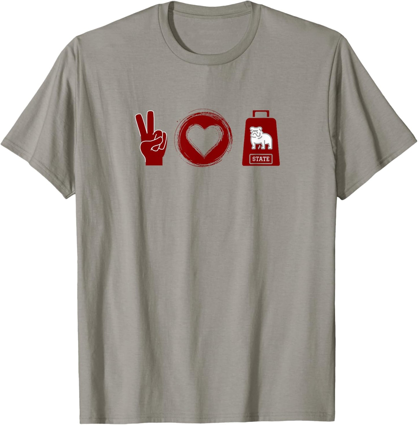 Peace, Love, Cowbell Mississippi Game Day T-Shirt - T-Shirt | Sand