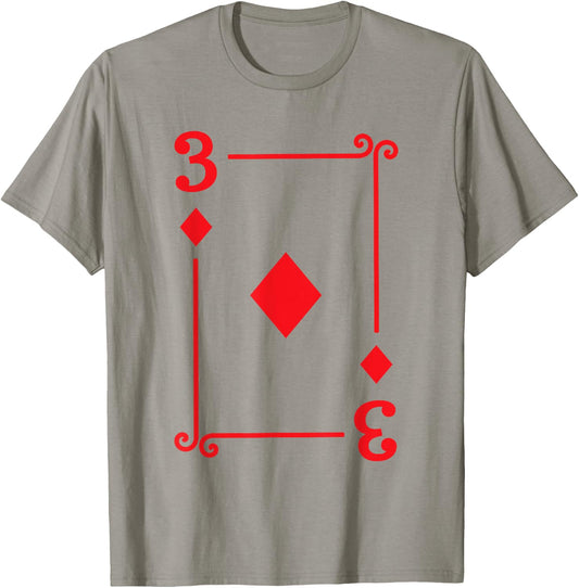 Playing Card Costume - 3 Diamonds Card - Three Card T-Shirt - T-Shirt | Sand
