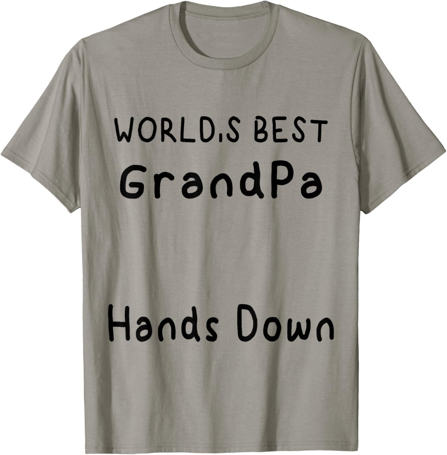 Funny World's Best Grandpa Hands Down handprint Father's Day T-Shirt - T-Shirt | Sand