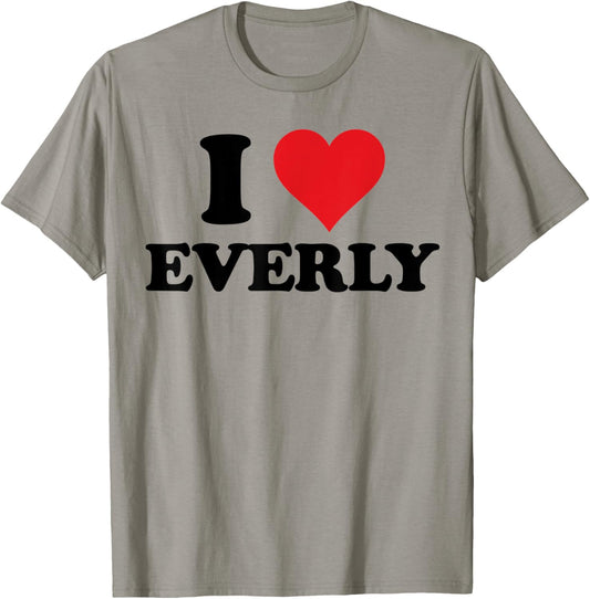 I Heart Everly First Name I Love Personalized Stuff T-Shirt - T-Shirt | Sand