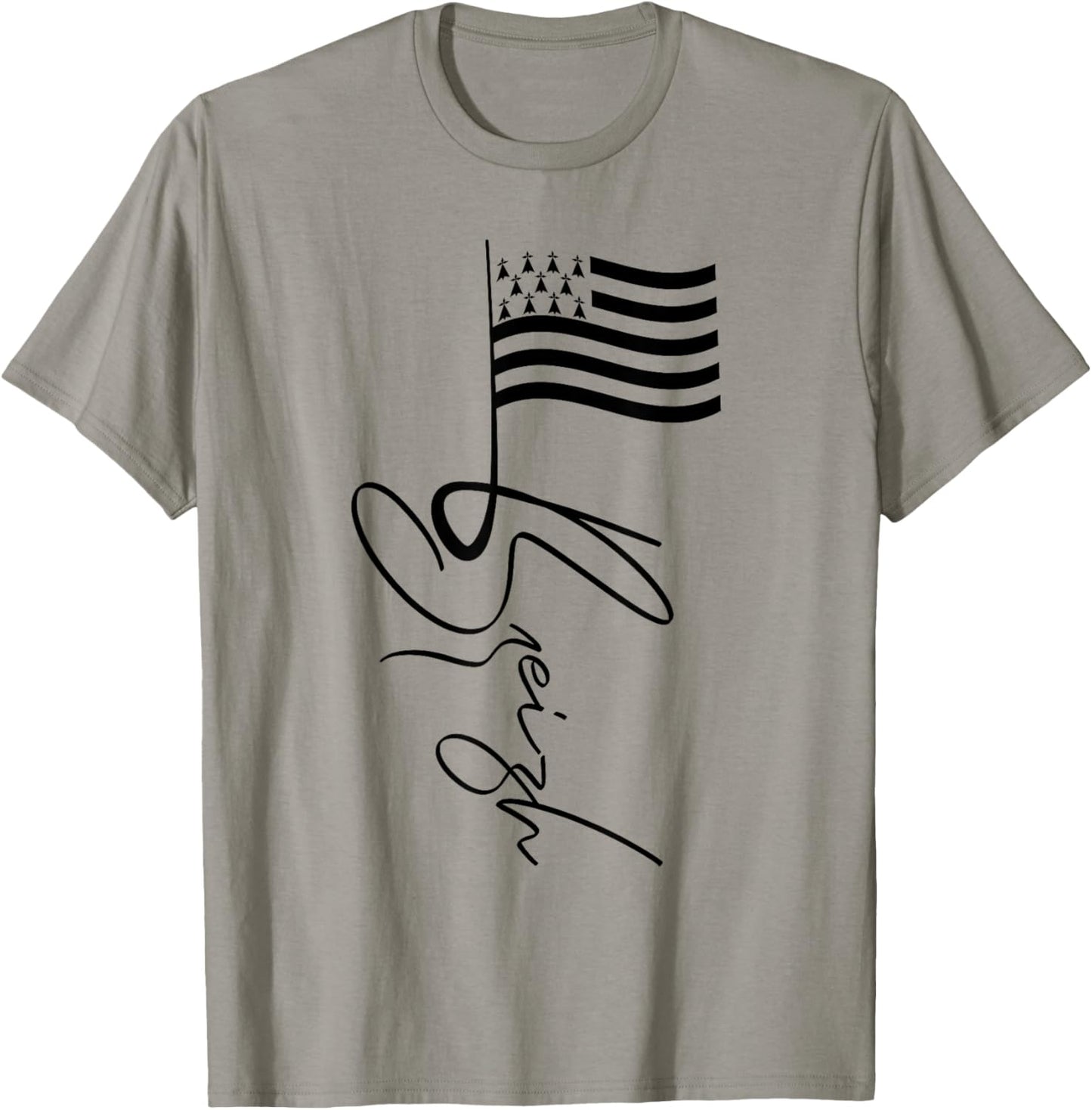 Brittany France Signature Flag Pole - Breizh Breton Flag T-Shirt - T-Shirt | Sand