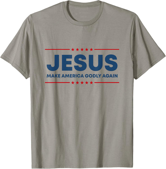 Jesus Make America Godly Again Christian US Patriot American T-Shirt - T-Shirt | Sand
