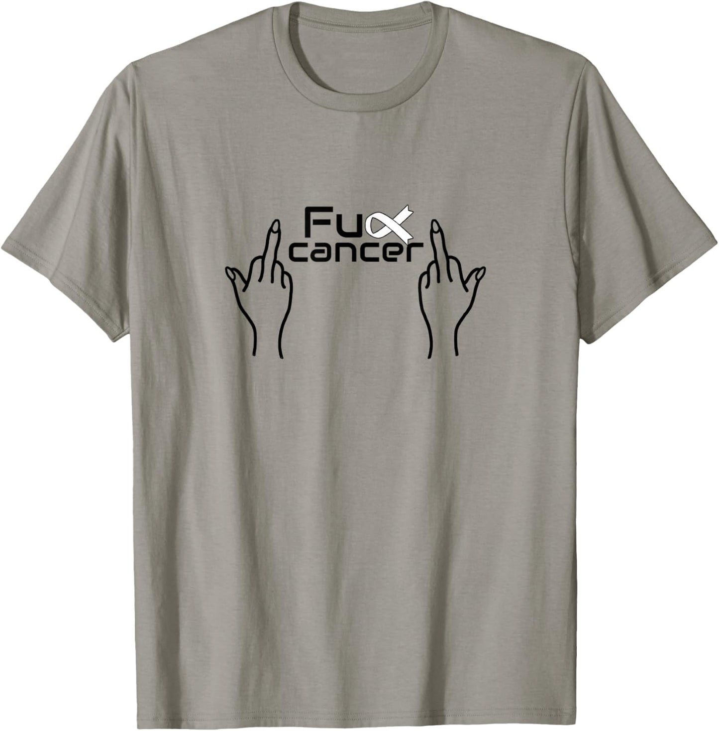 Fuck cancer / cancer white ribbon / lung cancer T-Shirt - T-Shirt | Sand