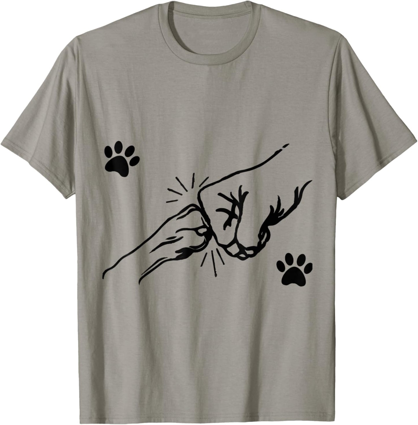 Dog Paw Fist Bump Best Friend Pet Designs Women Dog Lovers Grey Small Modern Graphic T-Shirt - T-Shirt | Sand