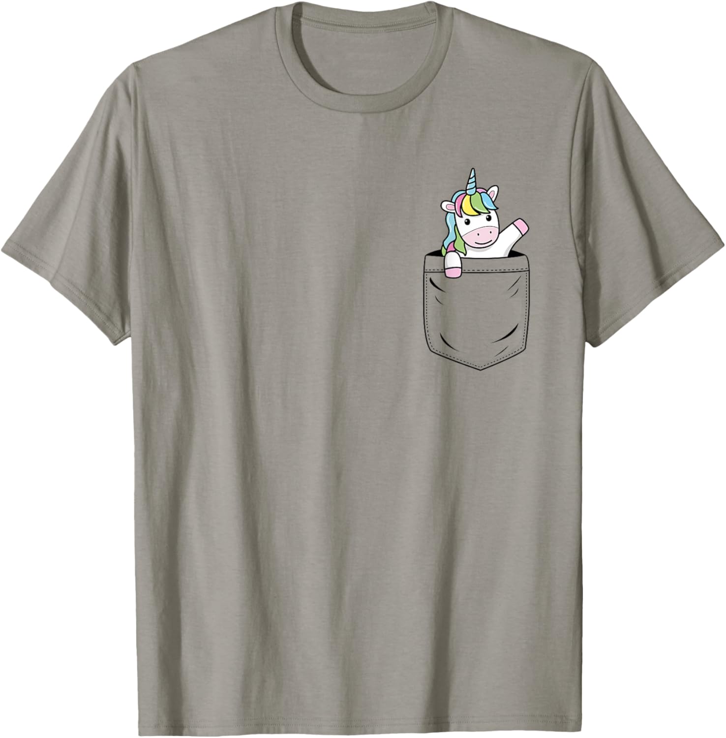 Unicorn Lovers Cute Funny Unicorn In Pocket T-Shirt - T-Shirt | Sand