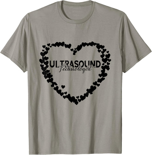 Ultrasound Technologist Ultrasound Tech Sonographer Heart T-Shirt - T-Shirt | Sand