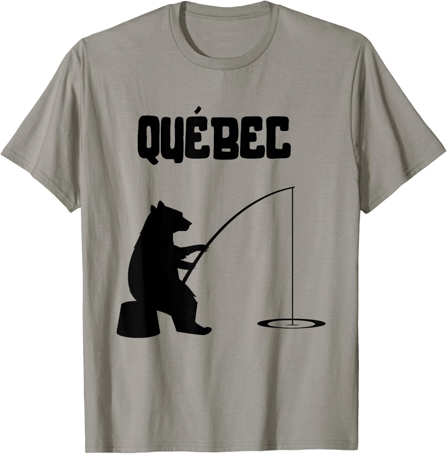 Quebec Shirt | QC Bear Fishing T-Shirt - T-Shirt | Sand
