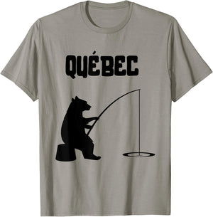 Quebec Shirt | QC Bear Fishing T-Shirt - T-Shirt | Sand