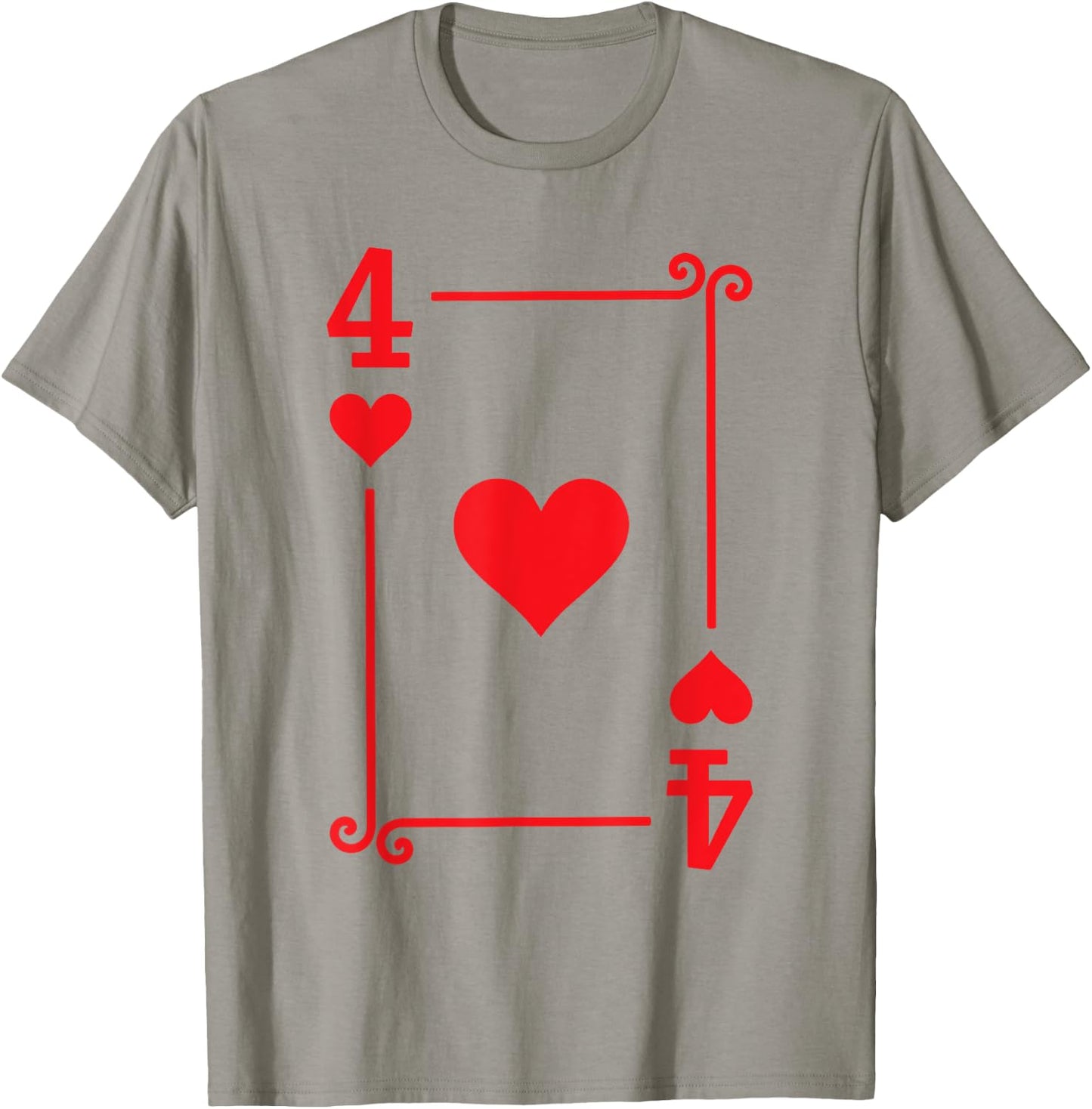 Playing Card Costume - 4 Hearts Card - Four Card T-Shirt - T-Shirt | Sand