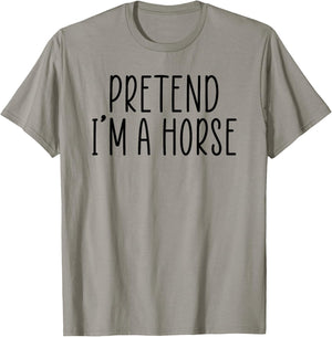 Funny Easy Lazy Halloween Pretend I'm A Horse Costume T-Shirt - T-Shirt | Sand