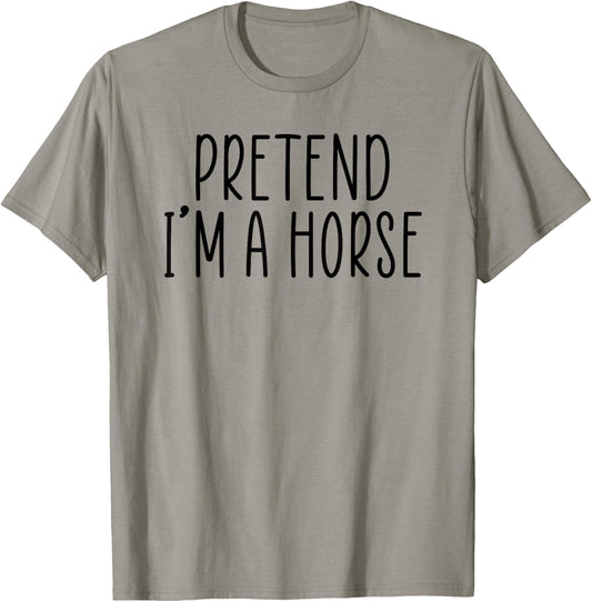 Funny Easy Lazy Halloween Pretend I'm A Horse Costume T-Shirt - T-Shirt | Sand