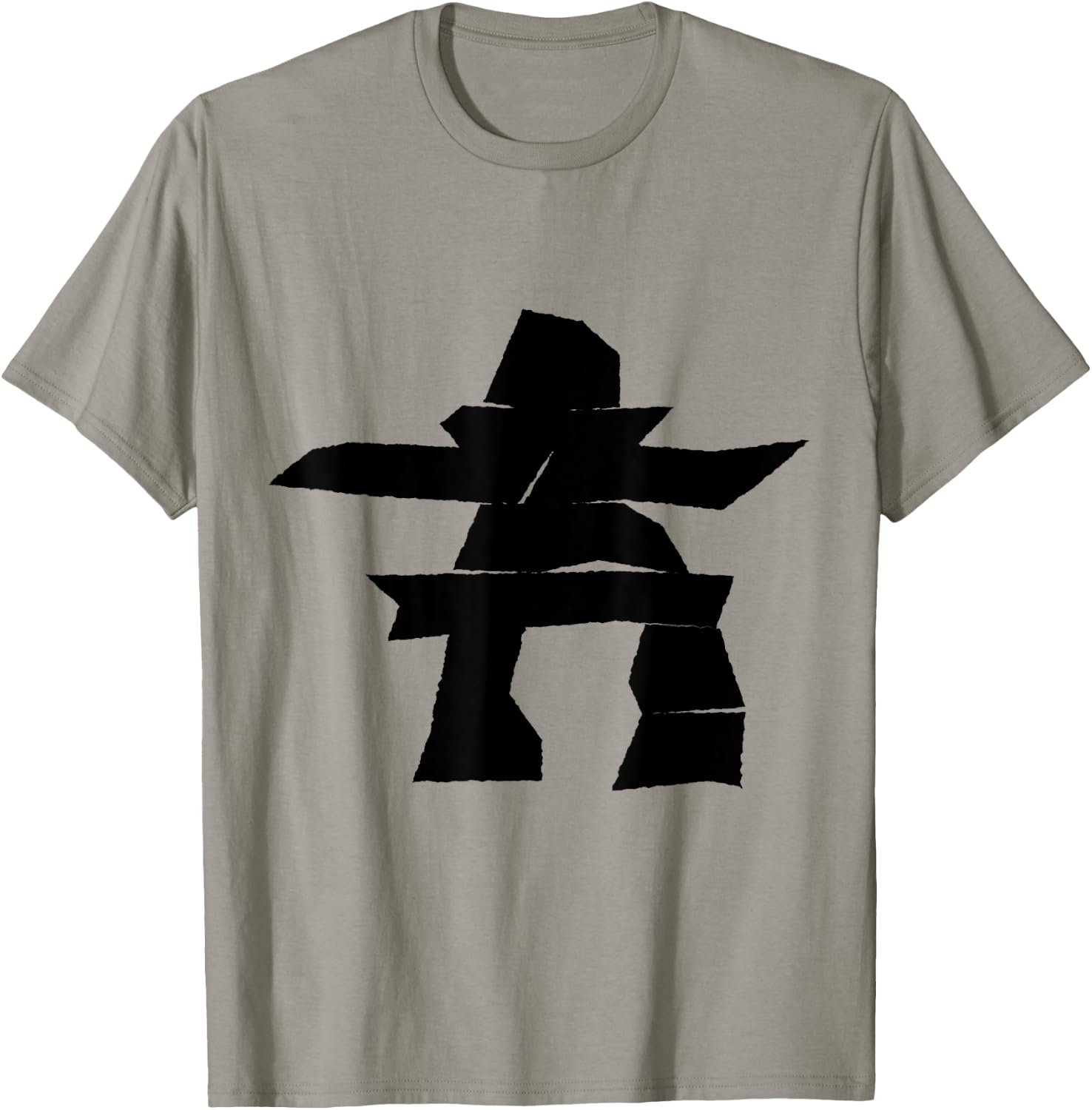 Black Inukshuk Silhouette T-Shirt - T-Shirt | Sand