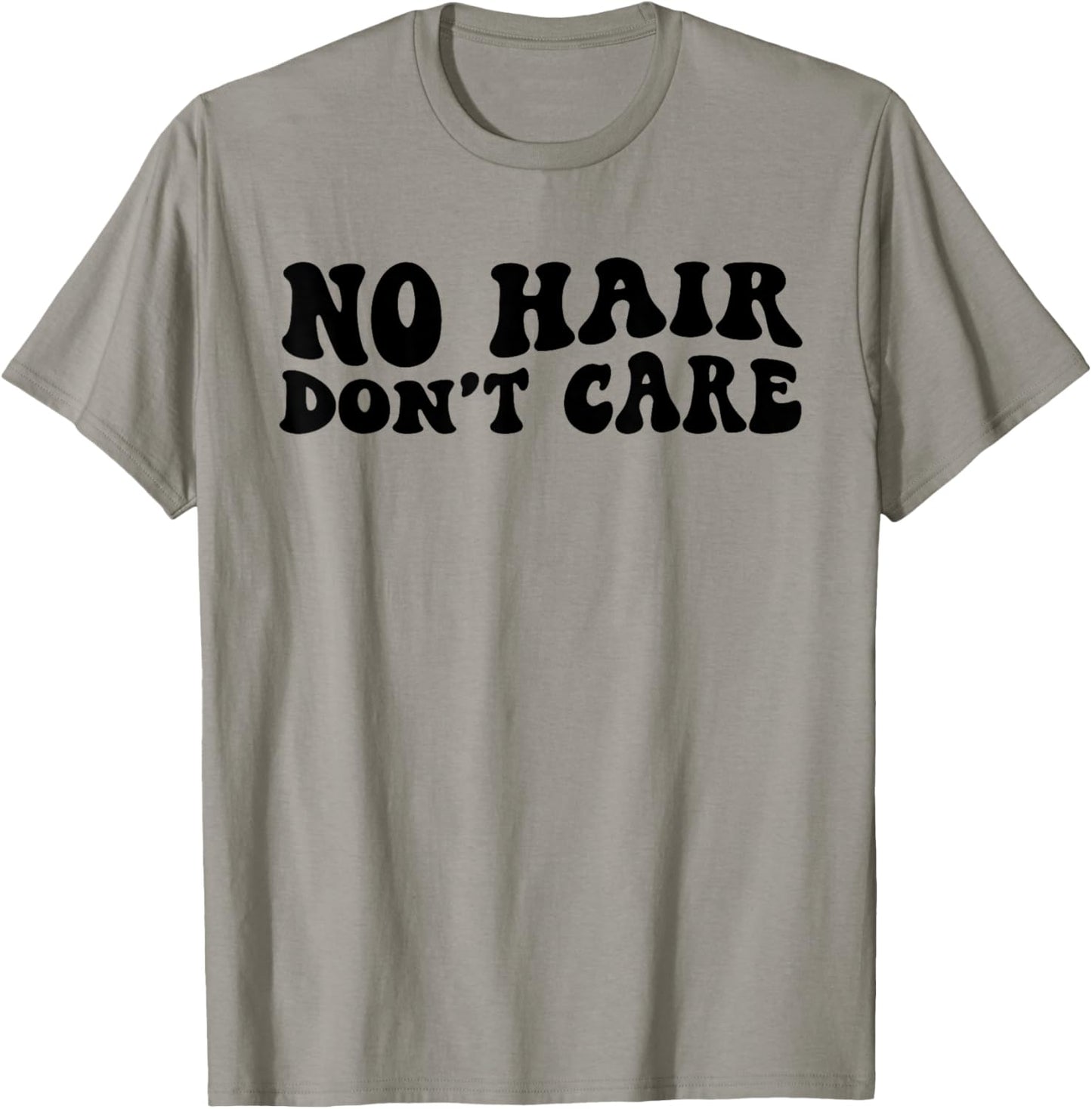 Retro Groovy No Hair Don't Care Funny Bald Head Chemo Cancer T-Shirt - T-Shirt | Sand