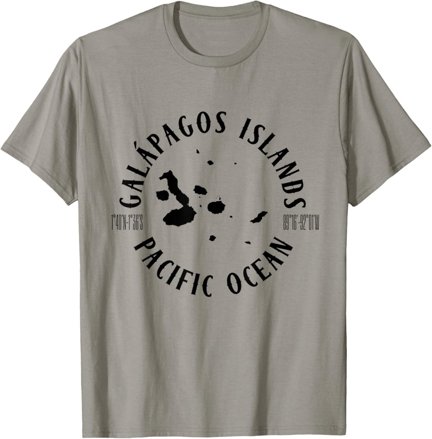 Galapagos Islands Ecuador With Map And Coordinates Graphic T-Shirt - T-Shirt | Sand