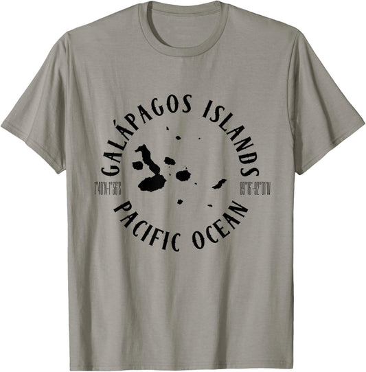 Galapagos Islands Ecuador With Map And Coordinates Graphic T-Shirt - T-Shirt | Sand