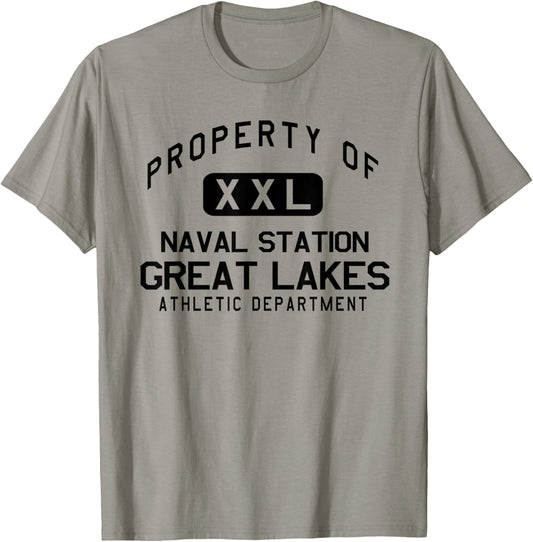 Property of Naval Station Great Lakes Athletic Department T-Shirt - T-Shirt | Sand
