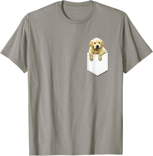 Golden Retriever In Pocket T Shirt Puppy Dog in Your Pocket Women Girls Kids T-Shirt - T-Shirt | Sand