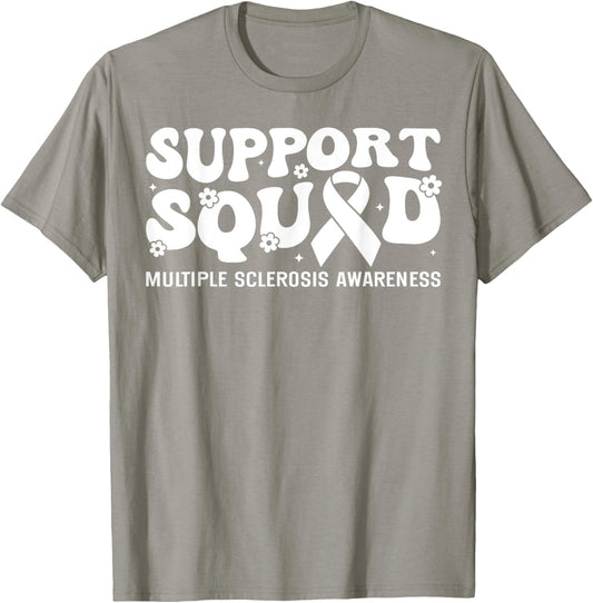 Support Squad MS Multiple Sclerosis Awareness Groovy T-Shirt - T-Shirt | Sand