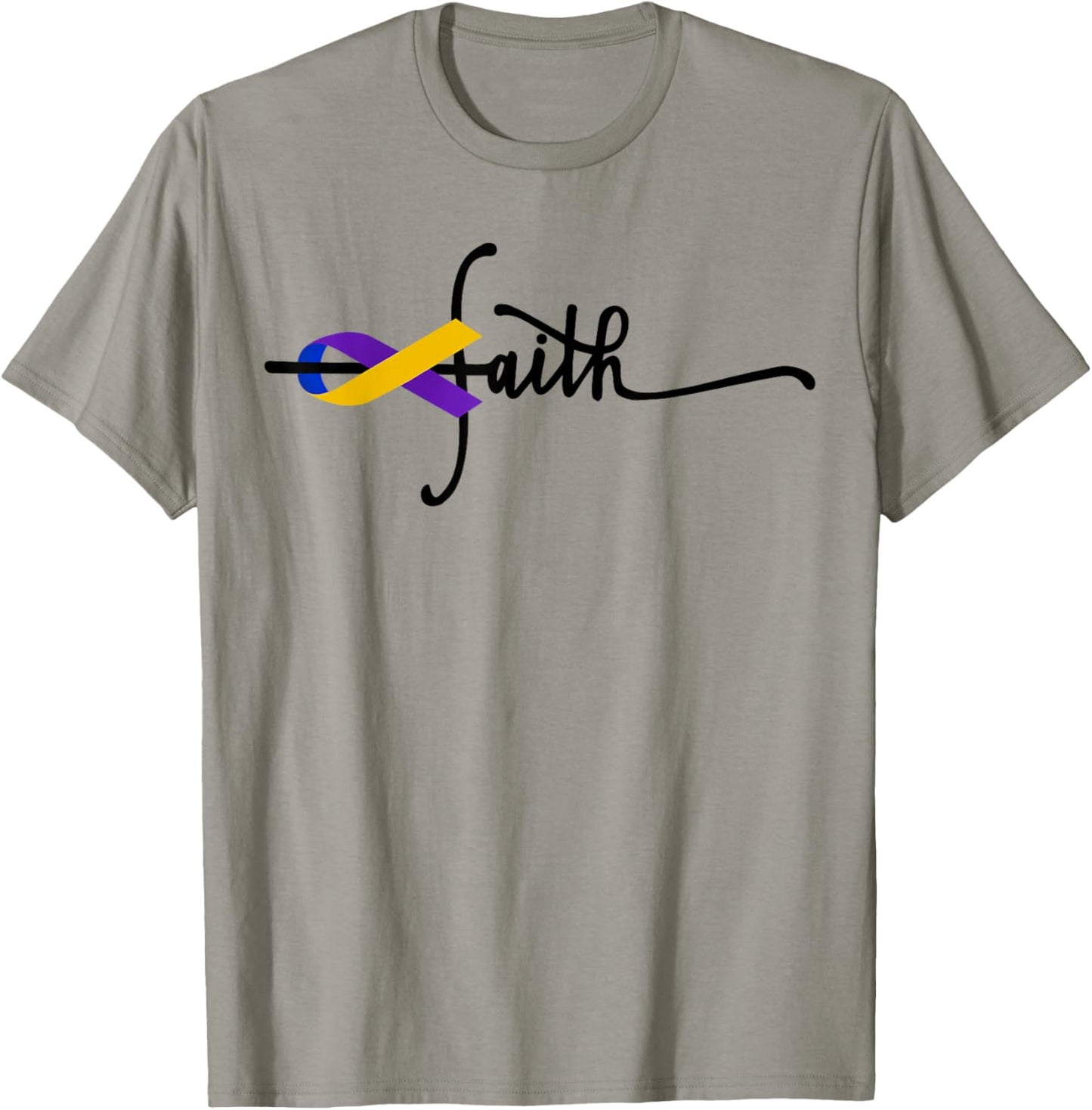 Bladder Cancer Faith Ribbon Warrior Bladder Cancer Awareness T-Shirt - T-Shirt | Sand