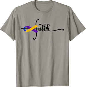Bladder Cancer Faith Ribbon Warrior Bladder Cancer Awareness T-Shirt - T-Shirt | Sand
