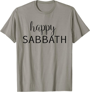 Happy Sabbath - Uplifting Bible Verse Slogan T-Shirt - T-Shirt | Sand