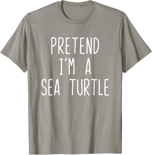 Pretend I'm Sea Turtle Costume Halloween Lazy Adult Kids T-Shirt - T-Shirt | Sand