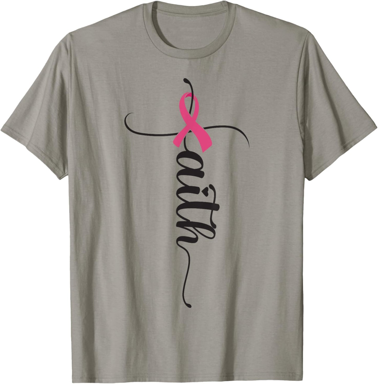 Breast Cancer Faith Breast Cancer Awareness Pink Ribbon T-Shirt - T-Shirt | Sand