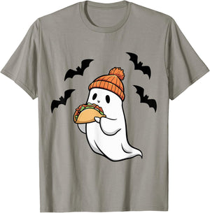 Funny Ghost Eating Tacos Spooky Taco Halloween Food Costume T-Shirt - T-Shirt | Sand